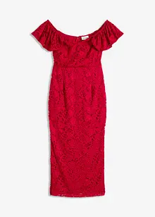 Robe en dentelle à manches drapées, bonprix