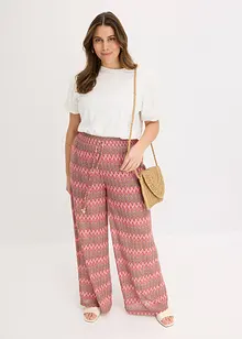 Pantalon large en jersey aspect crochet, bonprix