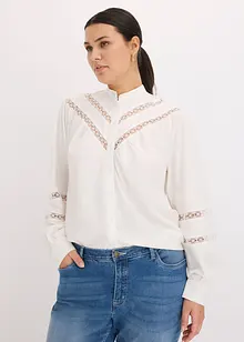Chemisier avec lin et empiècements en crochet, bonprix
