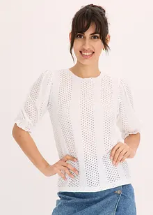 T-shirt en broderie anglaise avec volants, bonprix