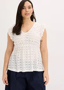 T-shirt à broderies anglaises, bonprix