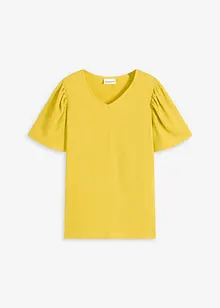 T-shirt en crêpe texturé à manches papillon, bonprix