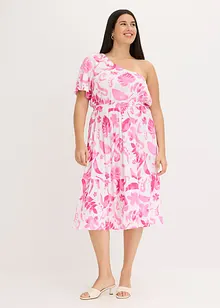 Robe asymétrique imprimée en viscose texturée, bonprix