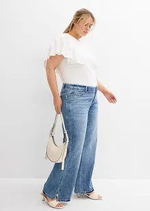 Jean droit et ample, taille mi-haute, peu extensible, bonprix