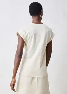 T-shirt 100% lin à finitions tissées, bonprix