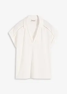 Polo en maille piquée de viscose avec empiècement en dentelle, bonprix