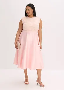 Robe midi en satin brillant avec haut en dentelle, bonprix