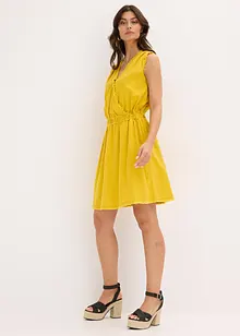 Robe en lin mélangé à finitions effilochées, bonprix