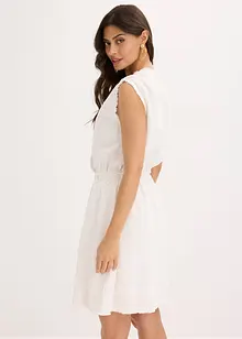 Robe en lin mélangé à finitions effilochées, bonprix