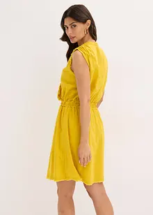 Robe en lin mélangé à finitions effilochées, bonprix