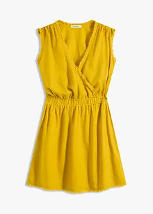 Robe en lin mélangé à finitions effilochées, bonprix