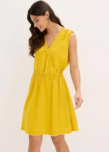 Robe en lin mélangé à finitions effilochées, bonprix