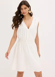 Robe en lin mélangé à finitions effilochées, bonprix