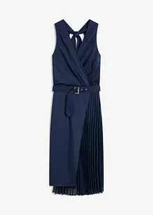 Robe midi aspect portefeuille à empiècement plissé, bonprix