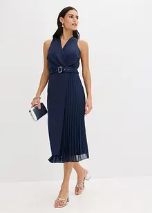 Robe midi aspect portefeuille à empiècement plissé, bonprix