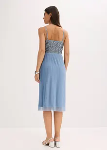 Robe midi à jupe plissée et sequins brodés, bonprix