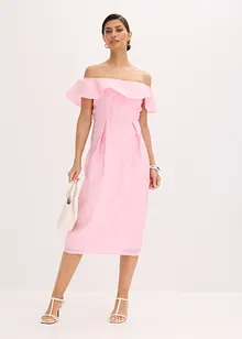 Robe à encolure Bardot en jacquard brillant, bonprix