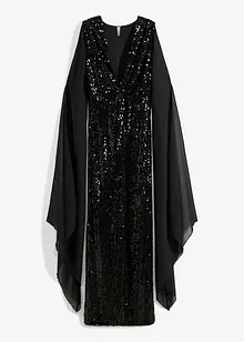 Robe à sequins et manches longues en crêpe, bonprix