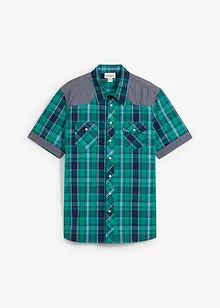 Chemise manches courtes avec empiècements denim, bonprix