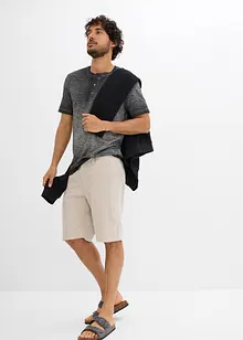 T-shirt col tunisien en 100% coton, aspect délavé, bonprix