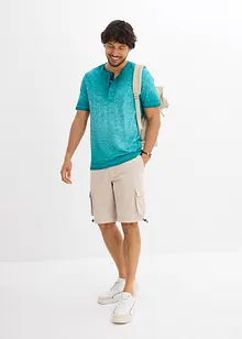 T-shirt col tunisien en 100% coton, aspect délavé, bonprix