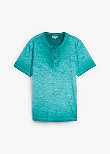 T-shirt col tunisien en 100% coton, aspect délavé, bonprix