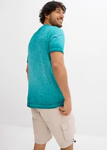 T-shirt col tunisien en 100% coton, aspect délavé, bonprix