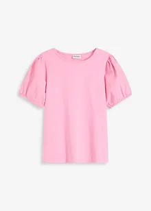 T-shirt en jersey avec manches bouffantes en popeline de coton, bonprix