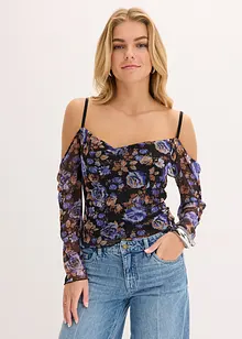Haut col Bardot en mesh, bonprix