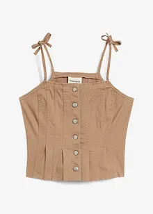 Top à fines bretelles en toile de coton extensible, bonprix