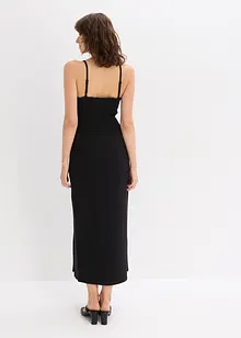 Robe midi en jersey avec empiècement smocké et fente, bonprix