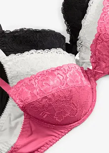 Lot de 3 soutiens-gorge push-up avec dentelle, bonprix