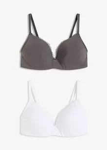Lot de 2 soutiens-gorge coton à coques sans armatures, bonprix