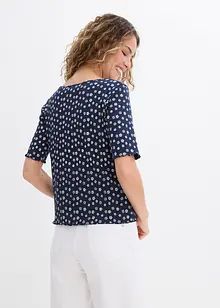 T-shirt côtelé à imprimé floral, manches coude, bonprix