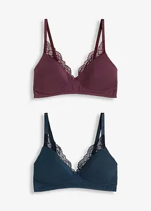 Lot de 2 soutiens-gorge coton à coques sans armatures, bonprix