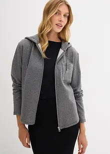 Sweat zippé à capuche en matière néoprène douce, bonprix