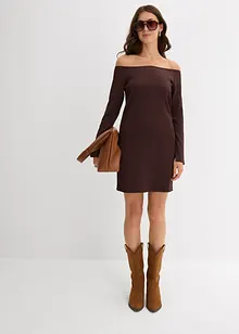 Robe à col Bardot en crêpe gaufré, bonprix