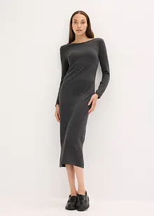 Robe midi froncée sur les côtés contenant du cachemire, bonprix