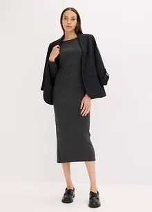 Robe midi froncée sur les côtés contenant du cachemire, bonprix