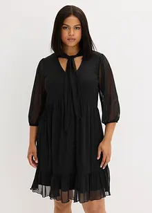 Robe en jersey mesh à col lavallière, bonprix