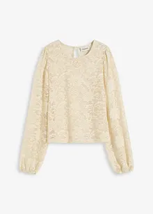 T-shirt court en dentelle extensible, bonprix