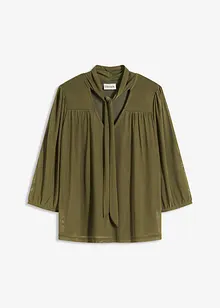 Blouse en mesh à col lavallière, bonprix