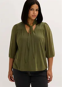 Blouse en mesh à col lavallière, bonprix