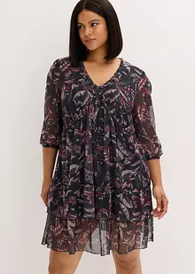 Robe en jersey et mesh à volants, bonprix