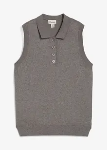 Top en fine maille avec soie et col polo, bonprix