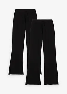 Lot de 2 pantalons évasés en jersey coton extensible, bonprix