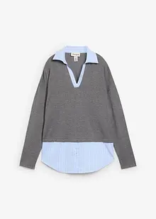 Pull en fine maille empiècement chemisier, bonprix