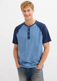 T-shirt délavé col tunisien 100% coton, bonprix