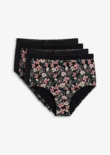 Lot de 4 slips coton taille haute, bonprix