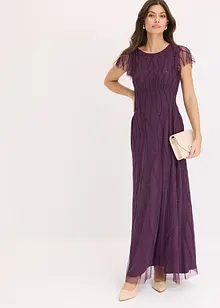 Robe longue en tulle avec perles brodées, bonprix